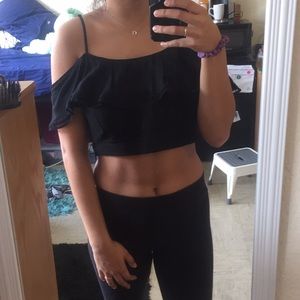 Off the Shoulder Black Crop Top
